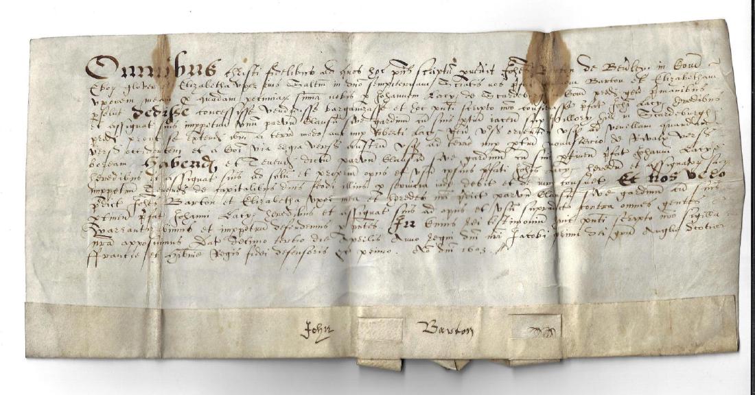 1603 Vellum Deed King James I Bewley Yorkshire (1 of 2)
