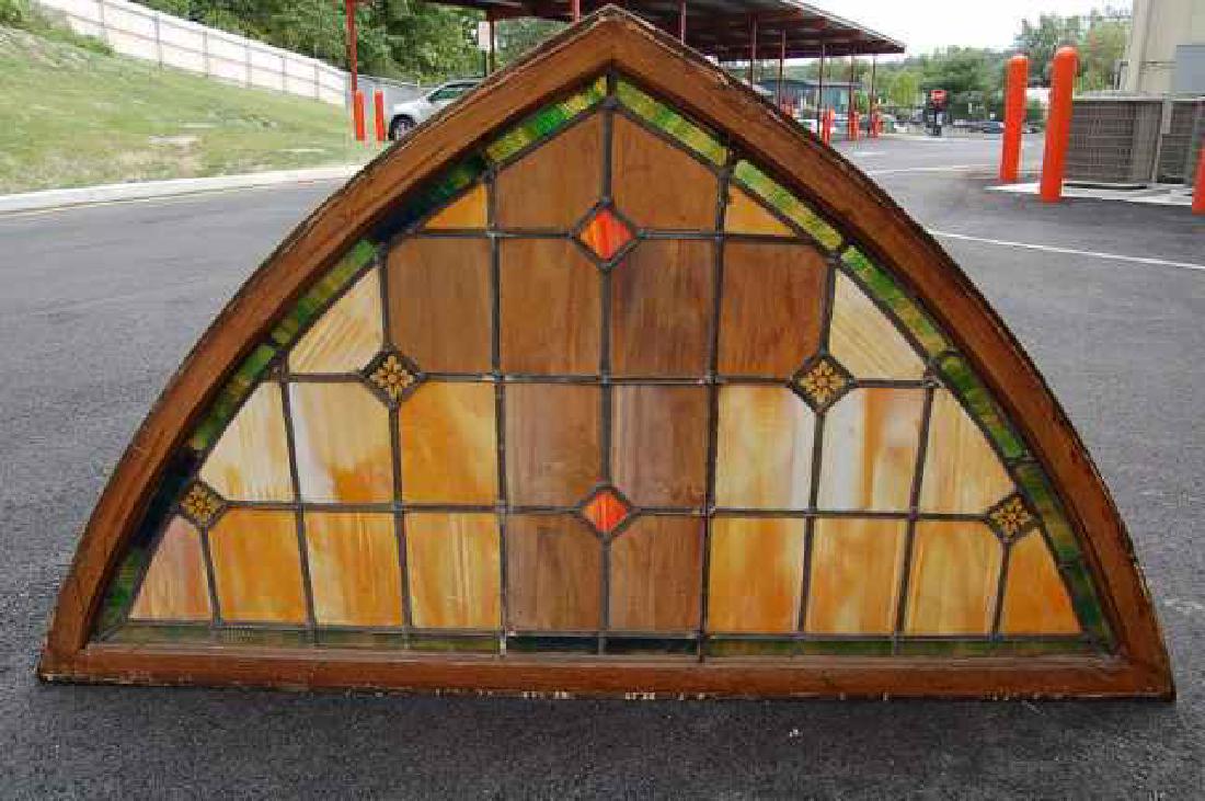 Details about Nice old Transom stained glass window +: Nice old Transom stained glass window This is a very nice 100 year old stained glass transom window Still in the original wood frame Please see below photos The window is in gr