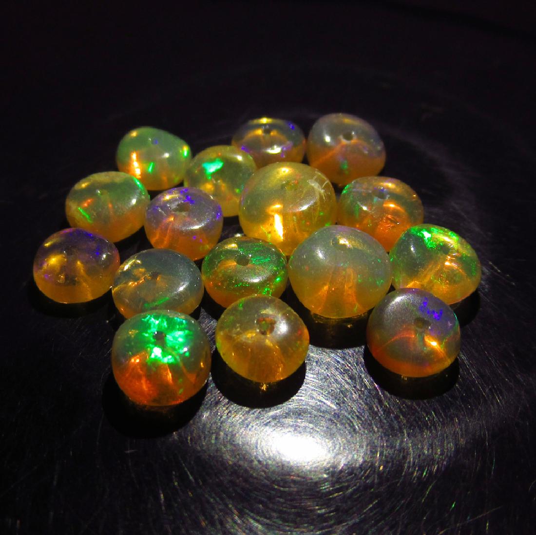 11.19 Ct Genuine 16 Ethiopian Drilled Round Opal Beads (1 of 2)