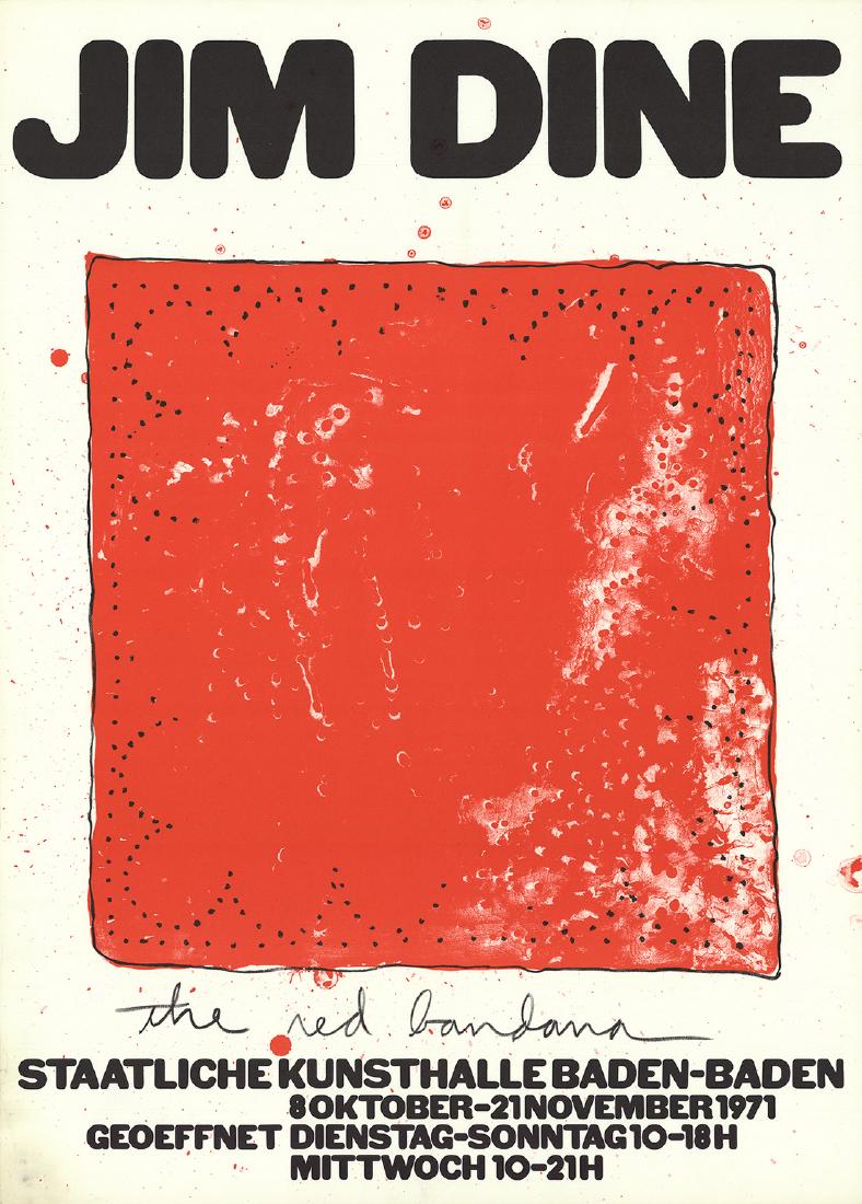 Jim Dine, Red Bandana: Red Bandana by Jim Dine, 1971 Unsigned Lithograph. Paper size is 30.75 x 22 inches, with an image size of 18 x 17.5 inches. The Lithograph is from an unknown edition size. and is not framed. The condi