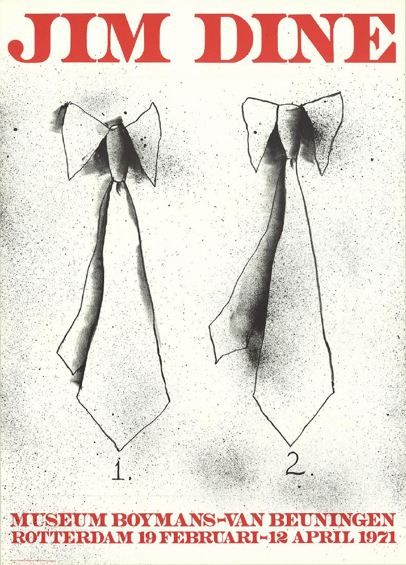 Jim Dine, Two Ties: Two Ties by Jim Dine, 1971 Unsigned Lithograph. Paper size is 30.75 x 22 inches, with an image size of 30.75 x 22 inches. The Lithograph is from an unknown edition size. and is not framed. The conditi