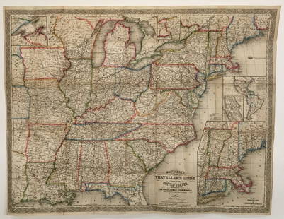 Mitchell's New Traveller's Guide Through the United: Title: Mitchell's New Traveller's Guide Through the United States,Publication Date: 1864Publisher: CHARLES DESILVERSize: 21.6 x 28.25 "showing the rail roads, canals, stage roads &c. With distances