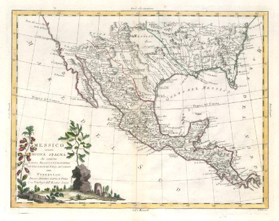 Messico ouvero Nuova Spagna. Mexico. Texas. Southern: TITLE/CONTENT OF MAP: 'Messico ouvero Nuova Spagna, che contiene il Nuovo Messico, la California con una parte de'paesi adjacenti' Mexico or New Spain including California, New Mexico and part of the 