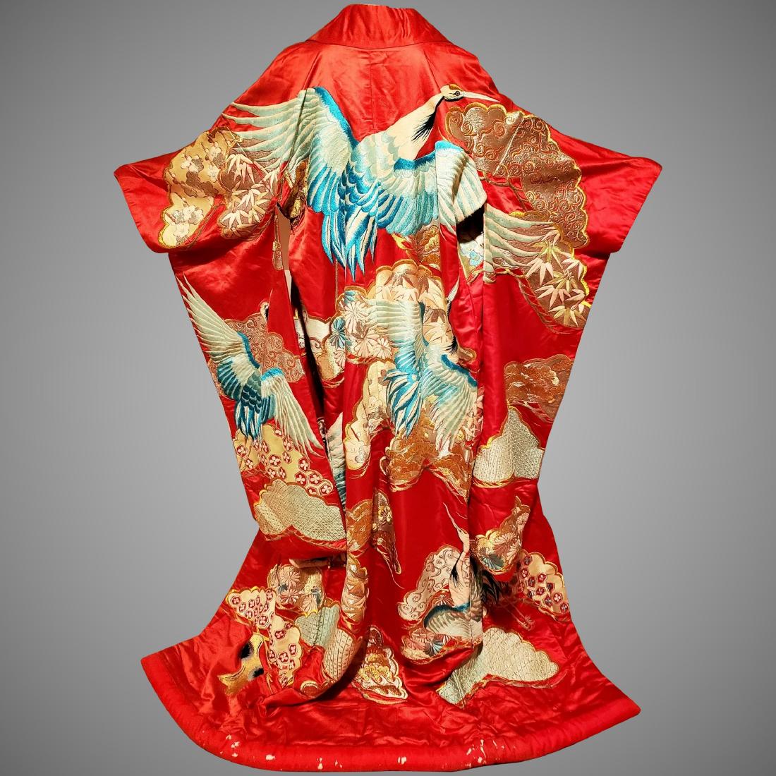 Antique Japanese Uchikake Kimono silk with hand gold (1 of 15)