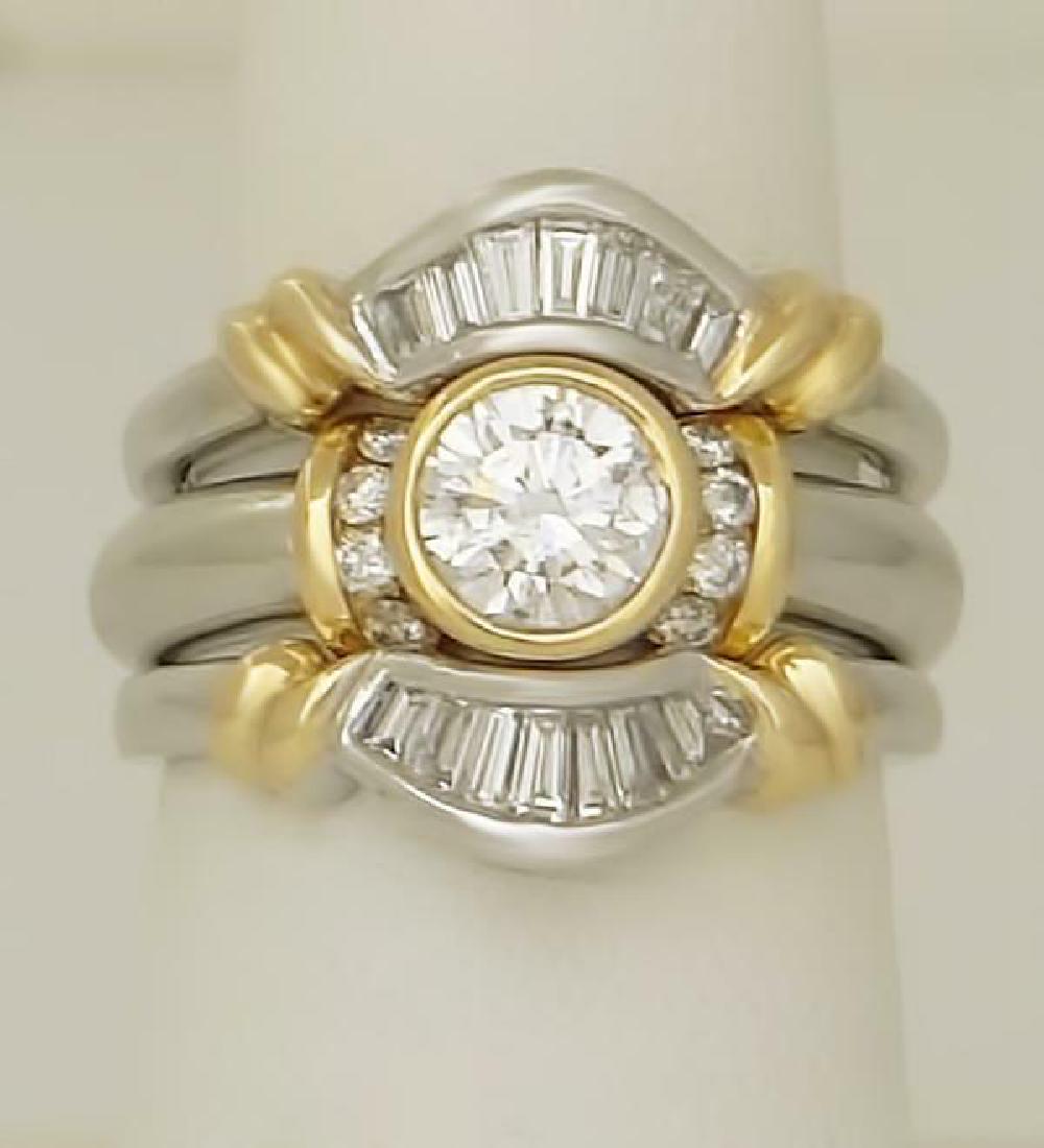 PLATINUM 18k YELLOW GOLD 1 3/4ct ROUND DIAMOND BEZEL (1 of 12)