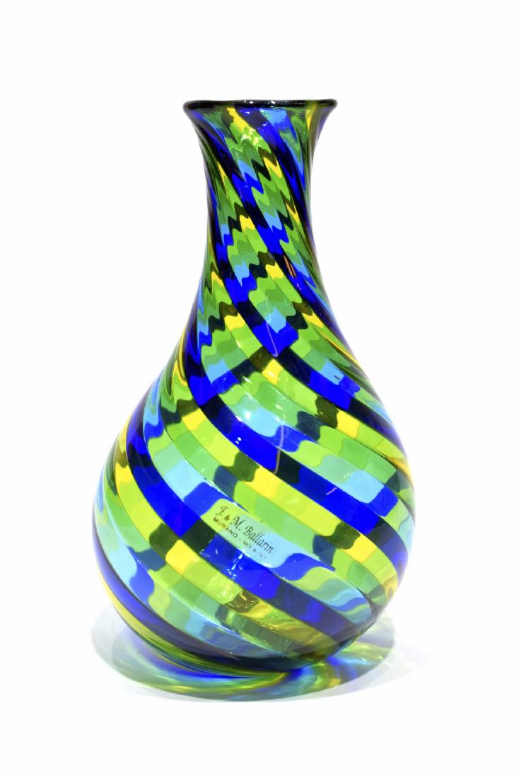 Murano glass vase filigrana: Title: Murano glass vase filigrana Maker: Angelo Ballarin Origin: Murano Date/Period: 2018 Materials: glass Size: 20,5x12 cm 355 grams Glass vase with filigrana, made by glass master Ballarin. Item si