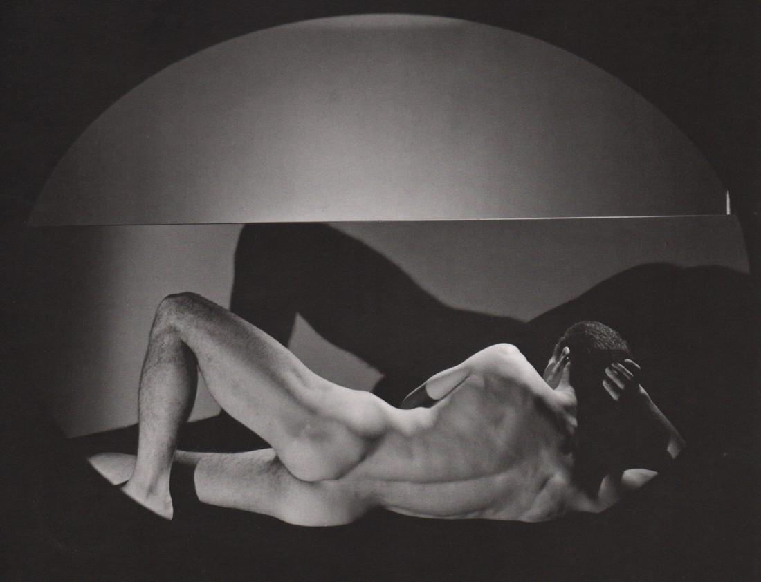 GEORGE PLATT LYNES - Male Nude in Cartouche,1954: Artist: GEORGE PLATT LYNES Print Title: Male Nude in Cartouche,1954 Medium: Duotone Photoengraving Printing Date: 1990;s Printed in USA Image Size: 7 X 8.5” George Platt Lynes (1907-1955).was an Ame