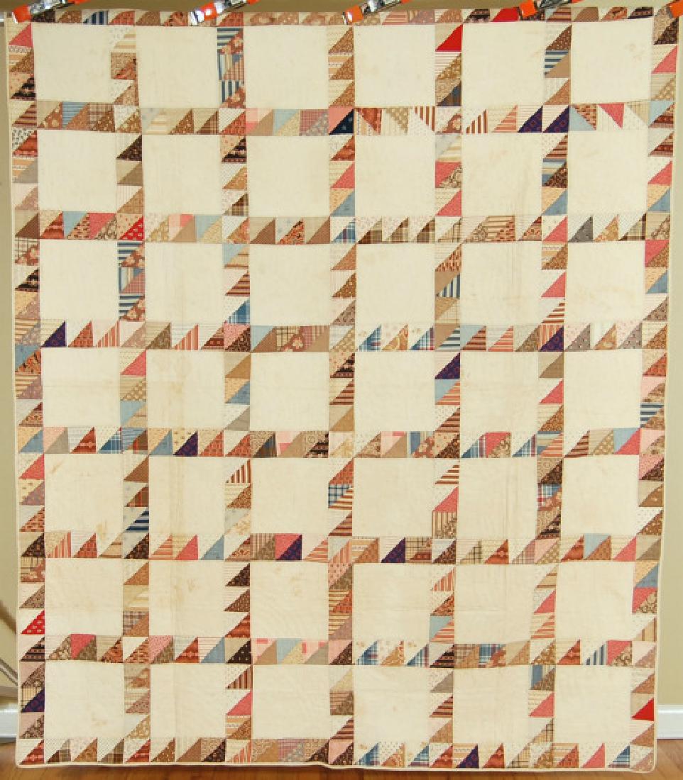 Vintage 1870's Sawtooth Frame Lattice Antique Quilt (1 of 10)