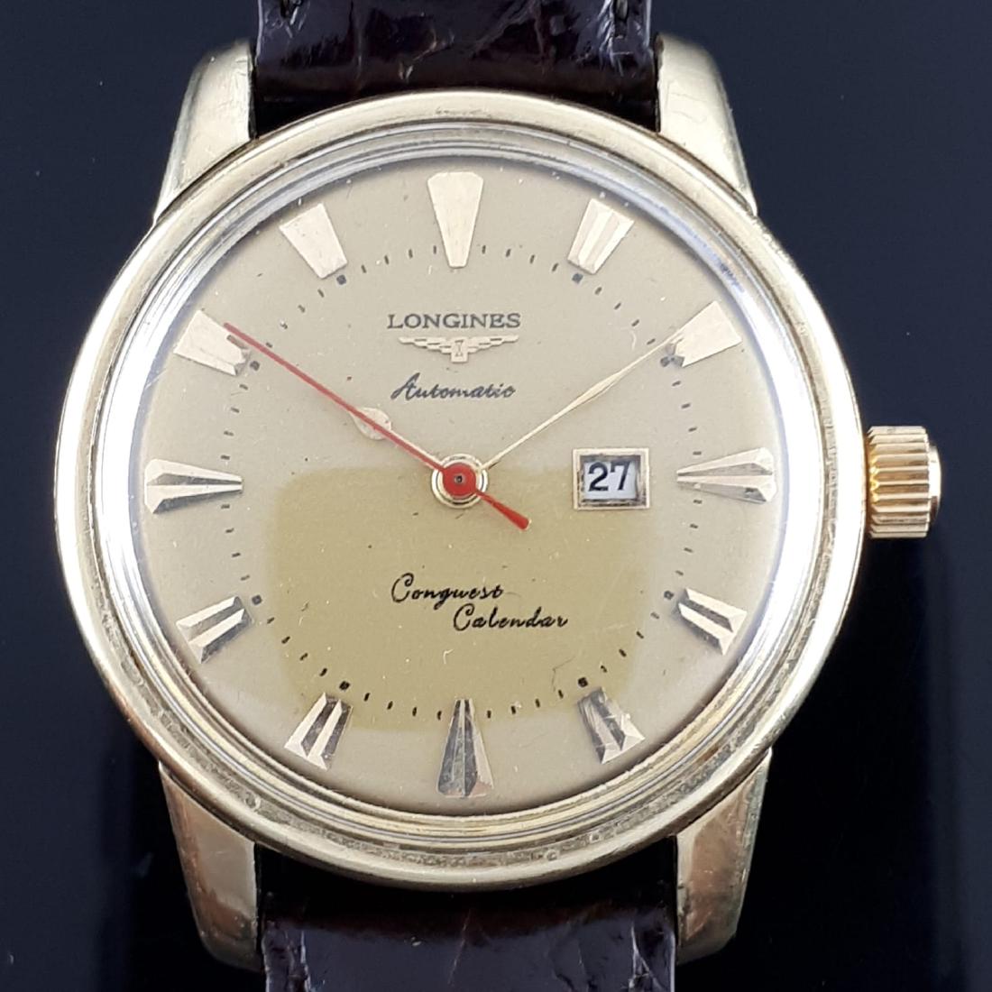Longines - Vintage Conquest Calender - Men - 1960-1969: Brand:Longines Model:Vintage Conquest Calender Gender:Men Period:1960-1969 Movement:Automatic Case material:Gold-plated Extras:Universal Watch Box Type:Analogue wristwatch Dial: This watch has a redia