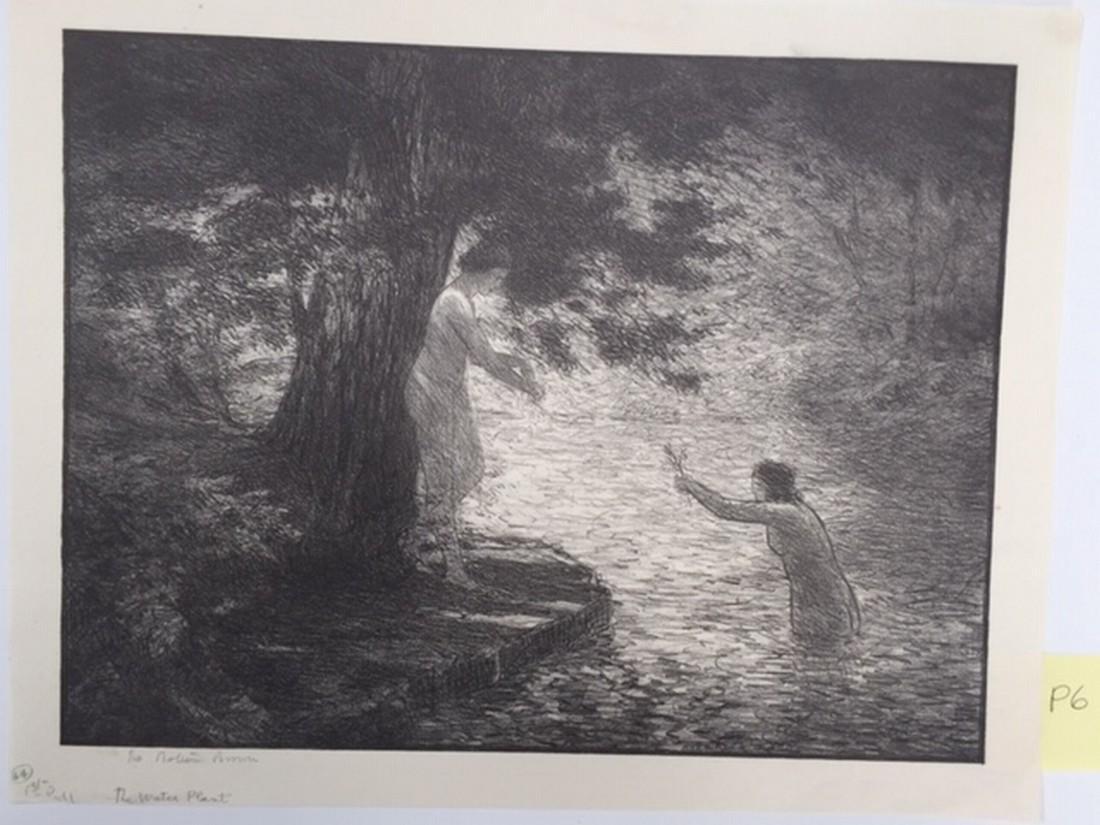 The water plant 1920 American - Bolton Brown: Title: The water plant 1920 American Artist: Bolton Brown Printing Date: 1865-1936 Medium: Lithograph Size/Format: 14 3/4 x 11 Additional Information: Pencil sign Reserve: $300.00 Shipping: Domes