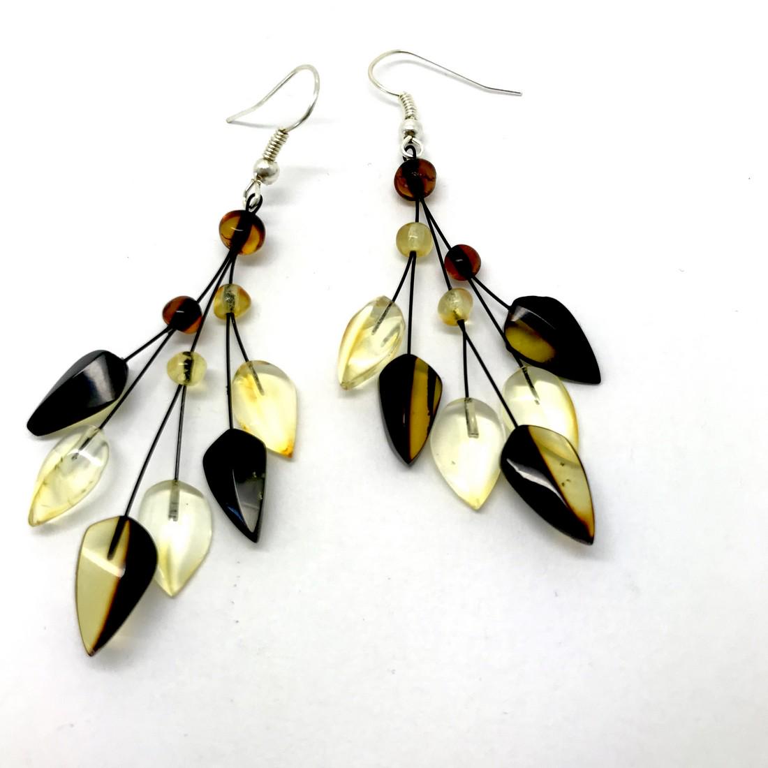 Hand carved Baltic amber chandelier earrings (1 of 8)