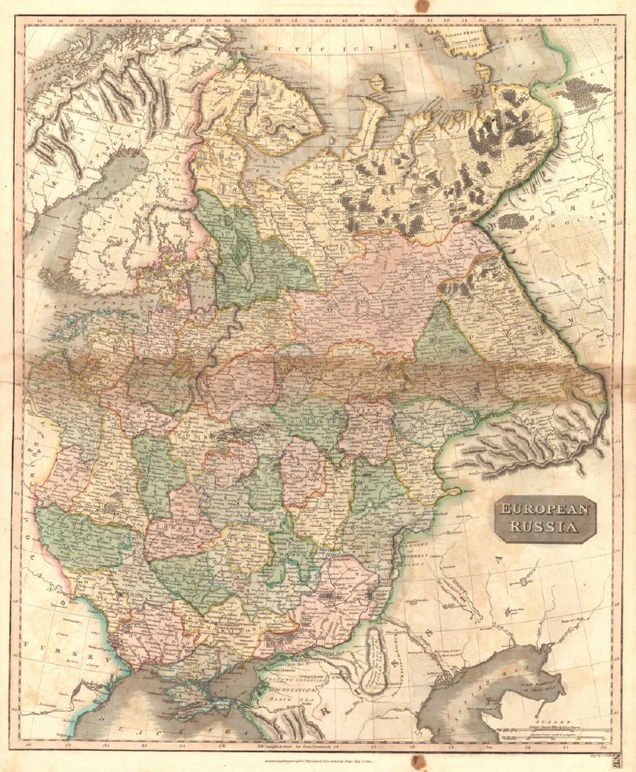European Russia: Title: European Russia Publication Date: 1817 Cartographer: THOMSON, JOHN & CO. Publisher: JOHN THOMSON, JUNR. & CO. Size: 23.3Height - 19.5Width Brief Description: No.17 from Thomson's New General At