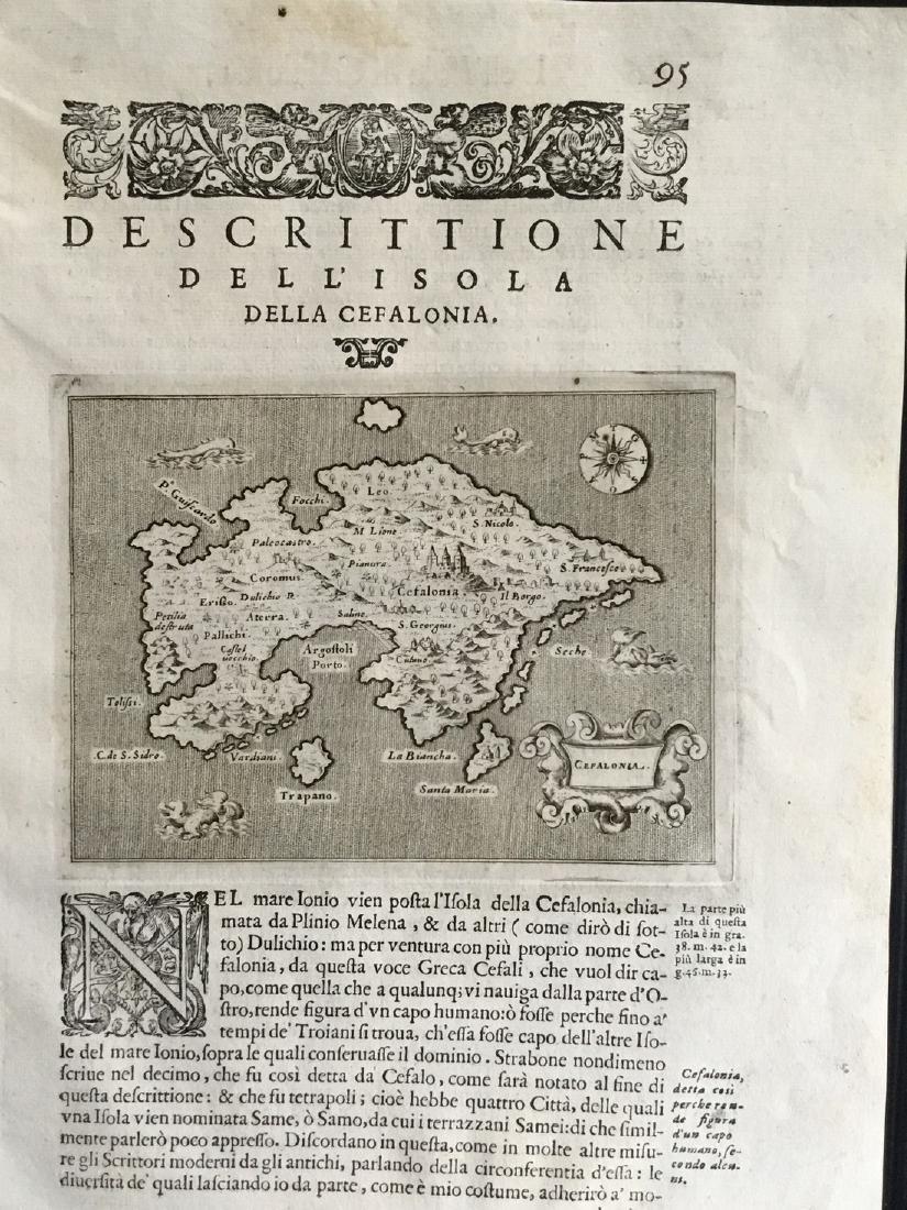Cafolonia (with ancient Ithaca). Greek Ionian island.: Title/Content of Map: Cafolonia (with ancient Ithaca). Greek Ionian island. Date: 1576-1590. Cartographer: By Porcacchi Size: 8x12”. Provenance: Republic of Venice Additional Info: Decorated with fo