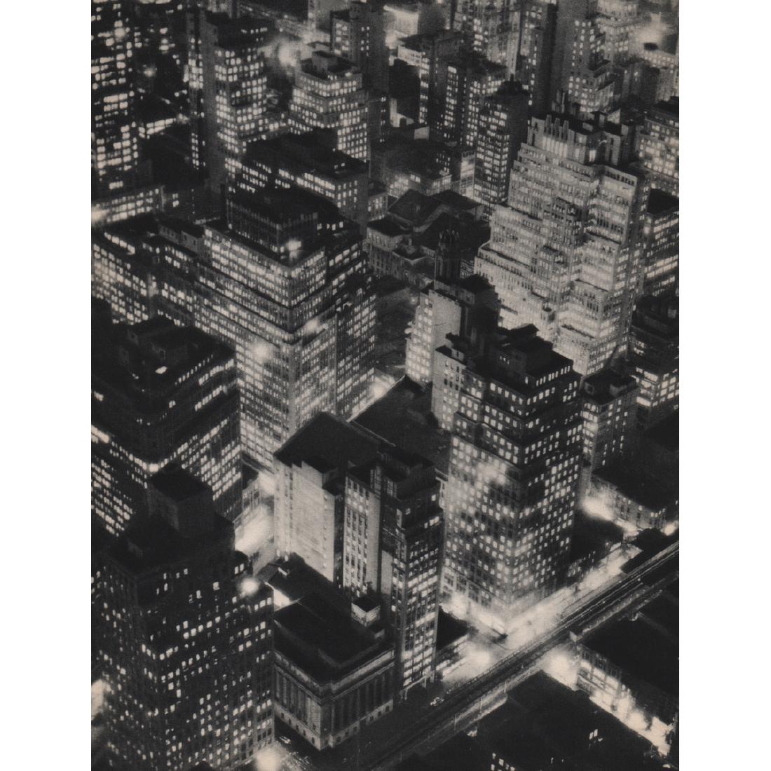 BERENICE ABBOTT - New York at Night: Artist: BERENICE ABBOTT Print Title: New York at Night Medium: Sheet-Fed Gravure Printed in 1930's Printed in the USA Image size approx. 8 X 10 inches Berenice Alice Abbott (1989-1991) was an American