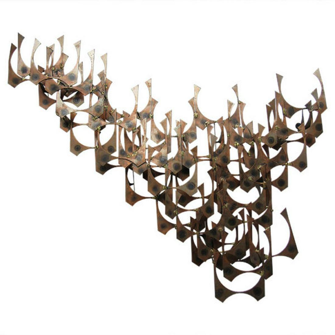Brutalist wall sculpture by Mark Weinstein for Marc: Amazing original piece by Mark Weinstein for Marc Creates, Amazing brutalist design, Wear is consistent with age. In great vintage condition. Dimensions 5 x 42.5 x 35 in Reserve: $900.00 Shipping: Dom