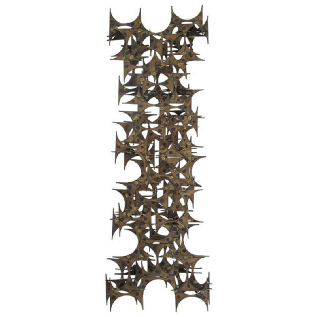 Brutalist wall sculpture by Mark Weinstein for Marc: Amazing original piece by Mark Weinstein for Marc Creates, Amazing brutalist design, Wear is consistent with age. In great vintage condition. Dimensions 5 x 17 x 47.25 in Reserve: $900.00 Shipping: Do