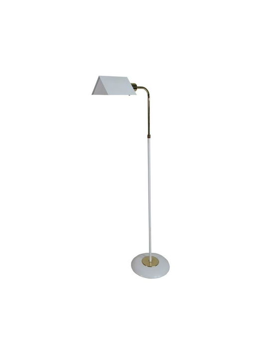 Mid Century White And Brass Floor Lamp By Lightolier Jul
