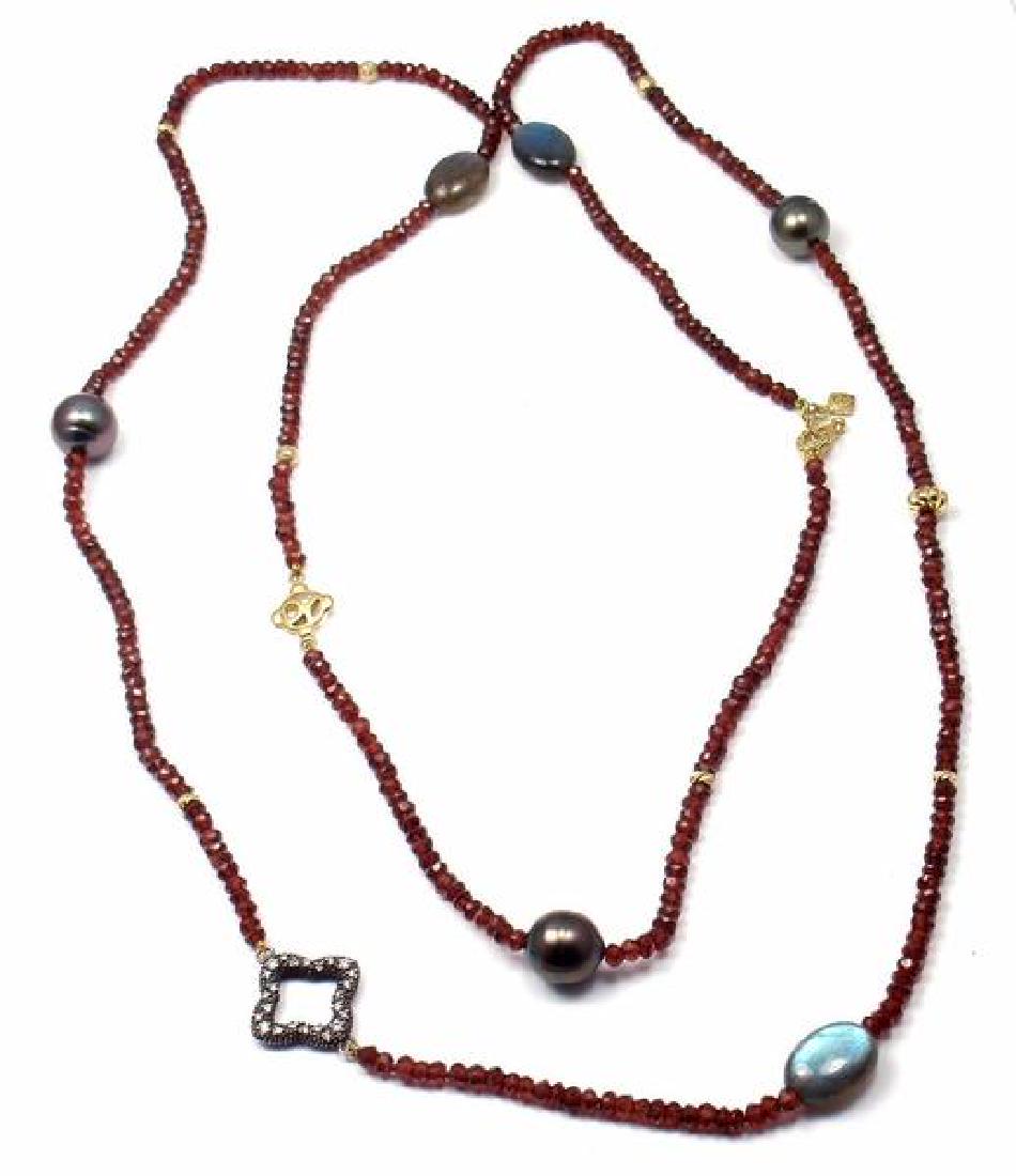 Authentic! David Yurman Bead Necklace 18k Gold Garnet (1 of 14)