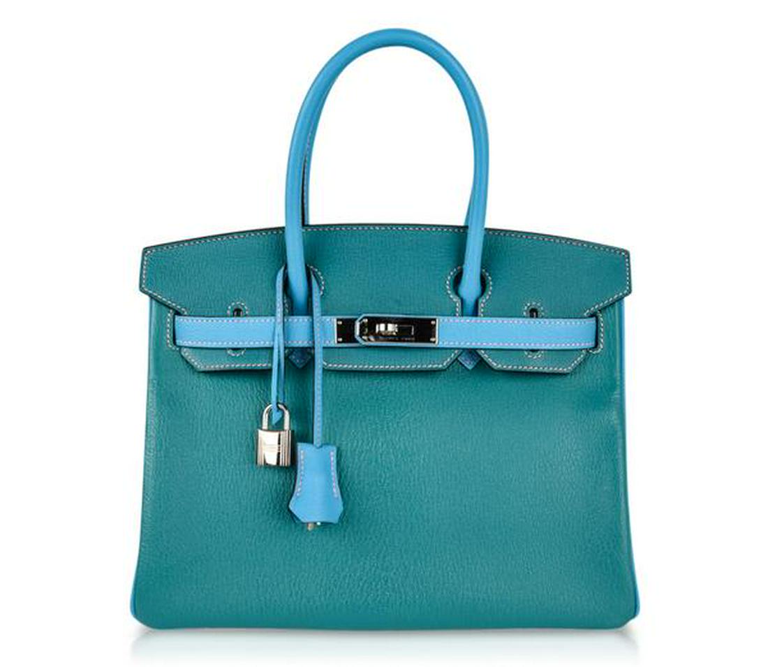 Hermes Birkin 30 Bag Blue Aztec w/ Paon HSS Special: Fresh with palladium handbag hardware and Chevre Hermes leather. Comes with lock, keys, clochette, sleepers, raincoat and signature Hermes box. There is no plastic on the hardware. NEW or NEVER WORN B