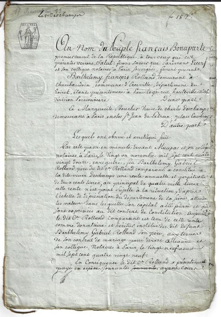 French Republic Manuscript Bluish Paper (1 of 2)
