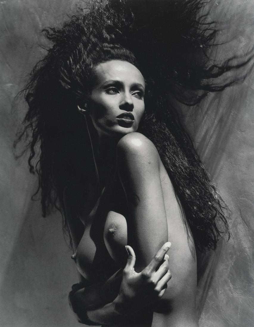 GREG GORMAN - Iman, 1988: Artist: Greg Gorman Title: Iman, 1988 Medium: Photo Litho, 1998, Germany Dimensions: 7.3x9.4" Heat Wax Mounted on 11x14" Conservation Board Greg Gorman (1949) is an American portrait photographer of H