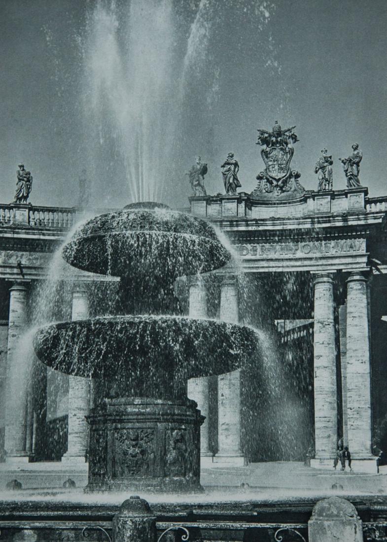 MARTIN HURLIMANN - Roma, Piazza St. Pietro: Artist: Martin Hurlimann Title: Roma, Piazza St. Pietro Medium: Sheet Fed Gravure, 1953, France Dimensions: 8x10.75" Heat Wax Mounted on 14x18" Conservation Board Martin Hurlimann was a Swiss publishe