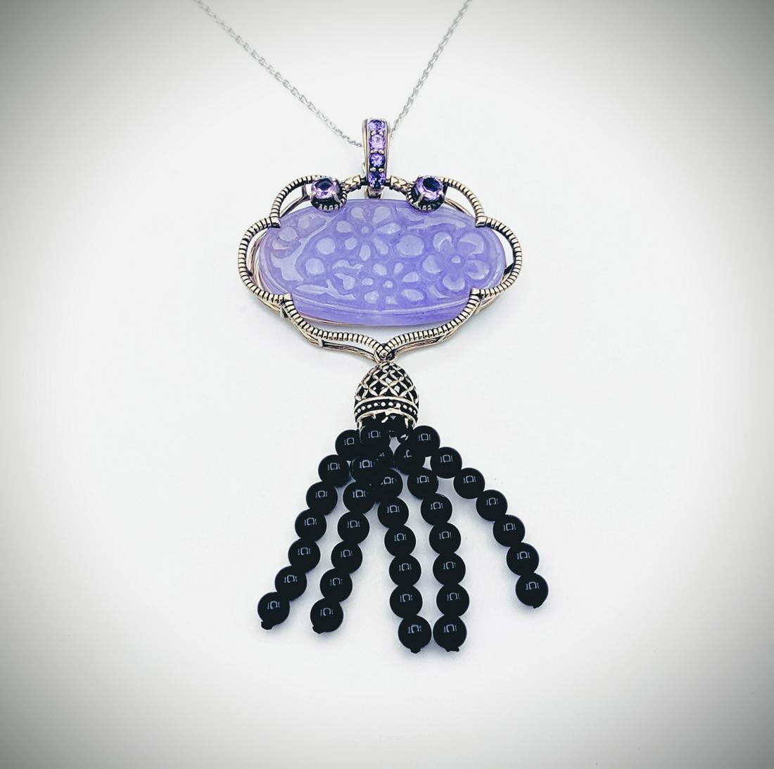 Necklace & Baroque Designed Violet Jade Pendant w (1 of 4)