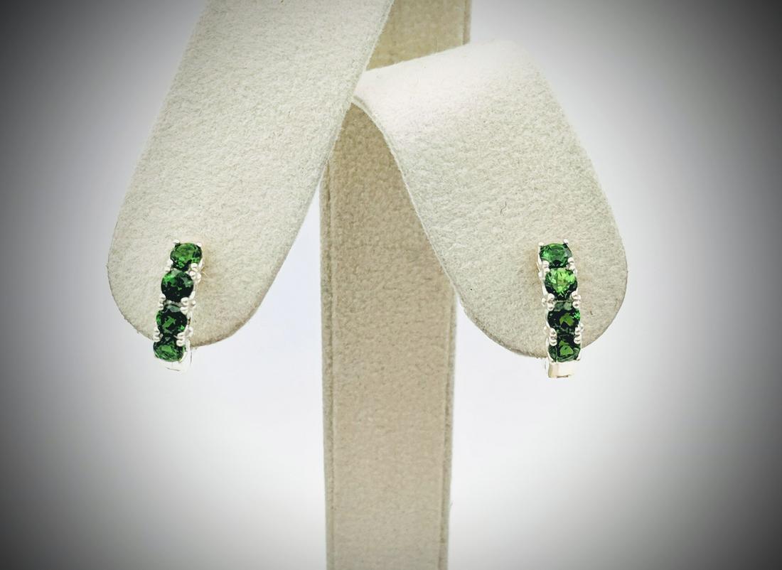 Sterling Silver Demantoid Garnet Hoop Earrings (1 of 4)