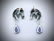 Sterling Silver Horse Designed Earrings w Violet Jade, - 2