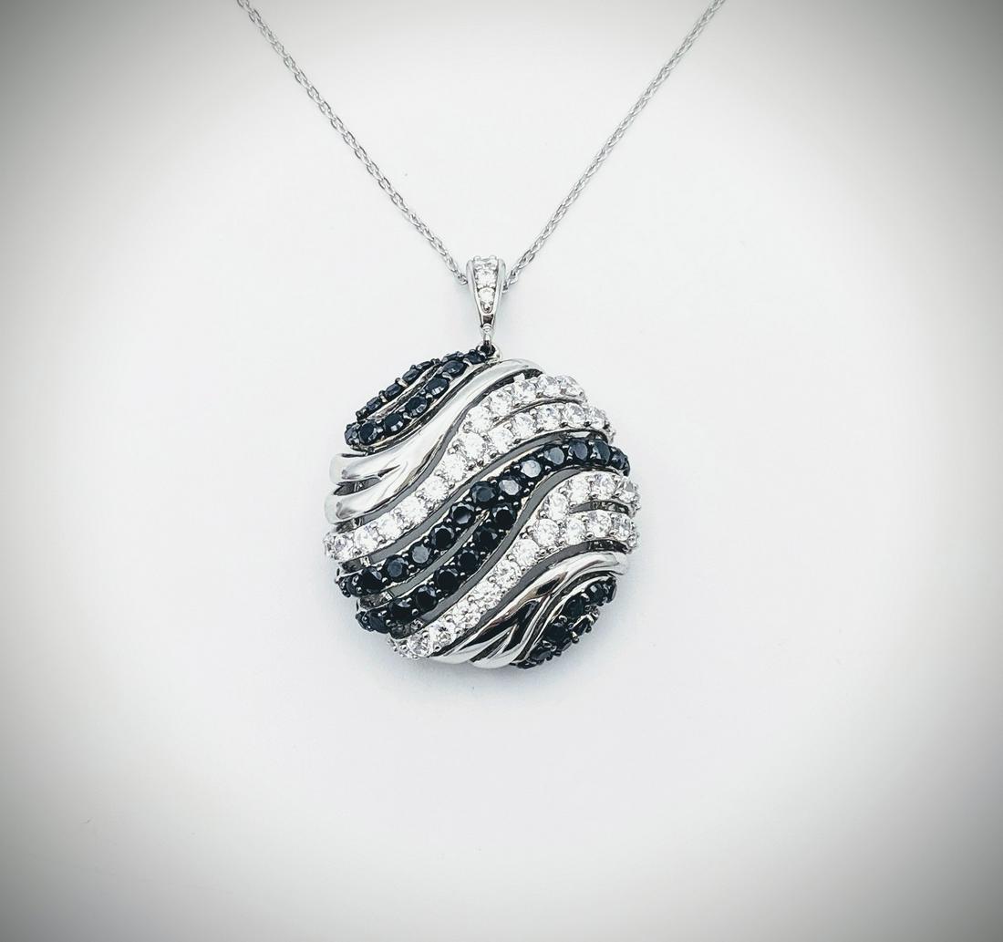 Sterling Silver Necklace & Pendant w Spinel & Cubic: Title: Sterling Silver Necklace & Pendant w Spinel & Cubic Zirconia Brand: Jean Lin Collection Metal Purity: 925 Sterling Silver Gemstones: Spinel & Cubic Zirconia Carat Weights: Pendant has 45 Round 