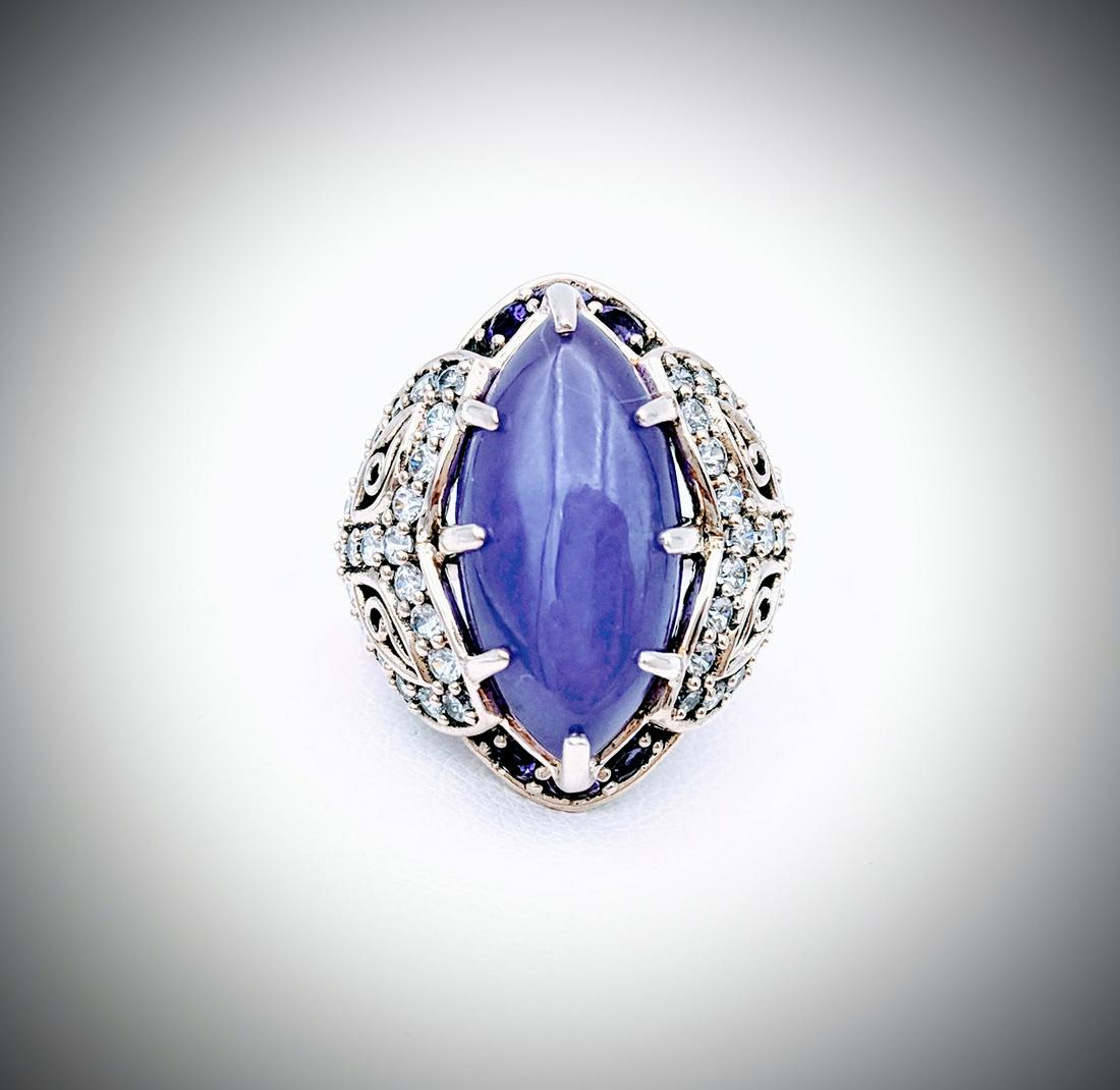 Sterling Silver Sz 7 Ring w Marquise Shaped Violet (1 of 5)