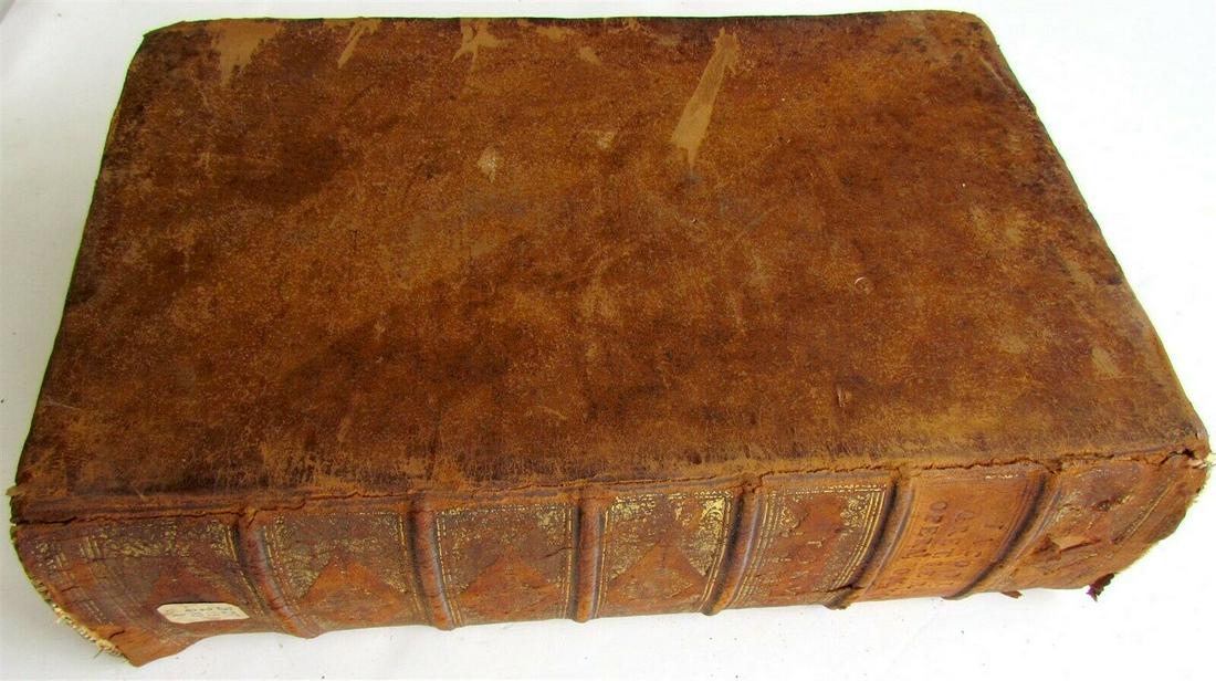 1736 JESUIT LEATHER BOUND ANTIQUE MASSIVE FOLIO OPERUM (1 of 8)