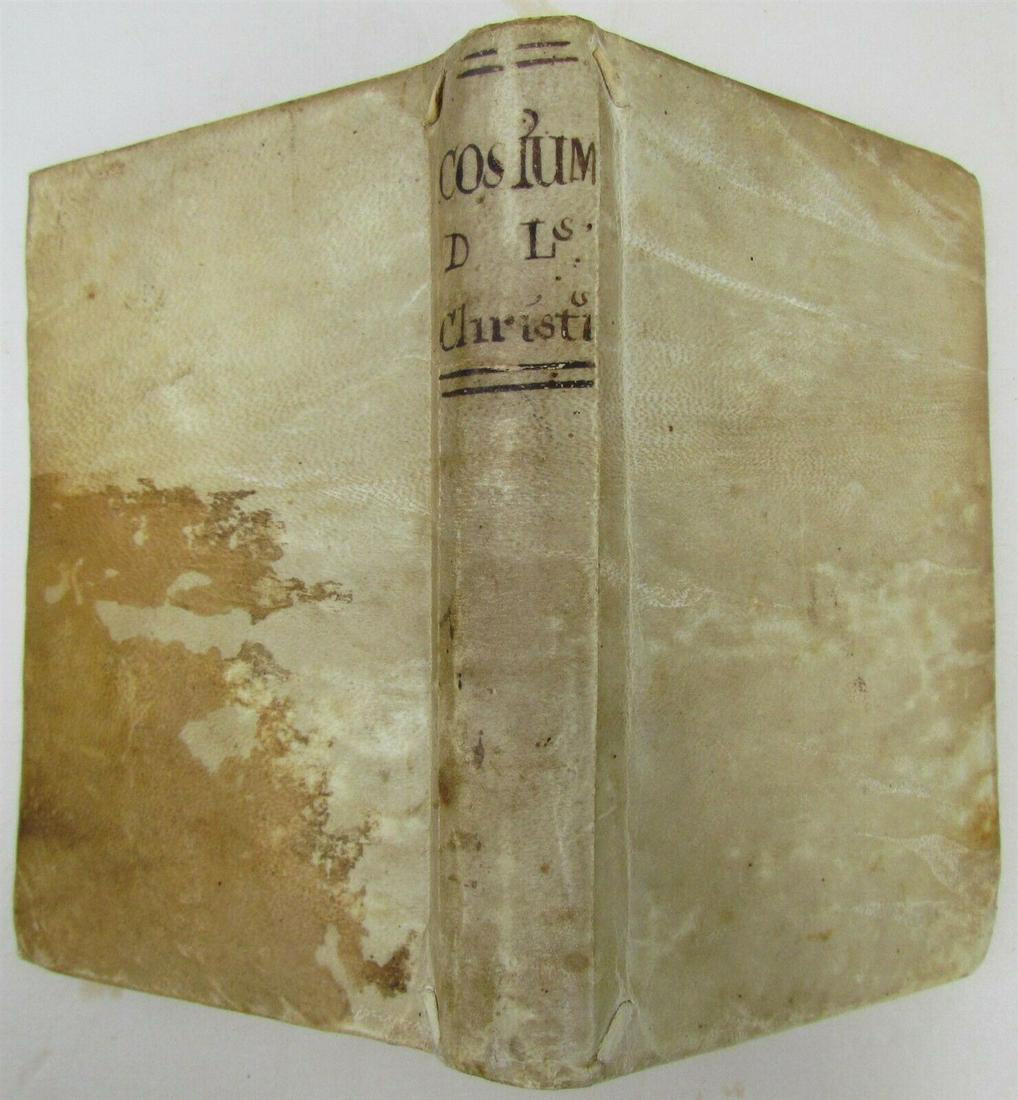 1769 VELLUM BOUND CHRISTIANITY CUSTOMS ANTIQUE BOOK in: Published in 1769 in Barcelona , Spain Size 5 x 7 1/8" Very good condition, with discoloration to the back cover. (539) Reserve: $139.99 Shipping: Domestic: Flat-rate of $10.00 to anywhere within the 