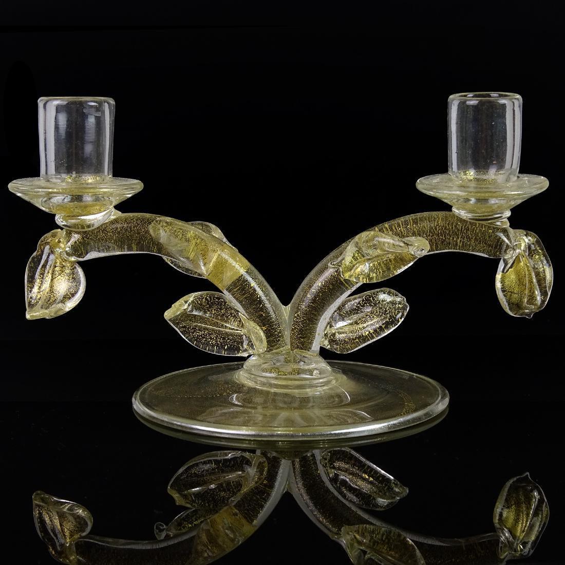 Antique Murano Gold Flecks Italian Glass Candle Holder Aug 07 2019 Jasper52 In Ny