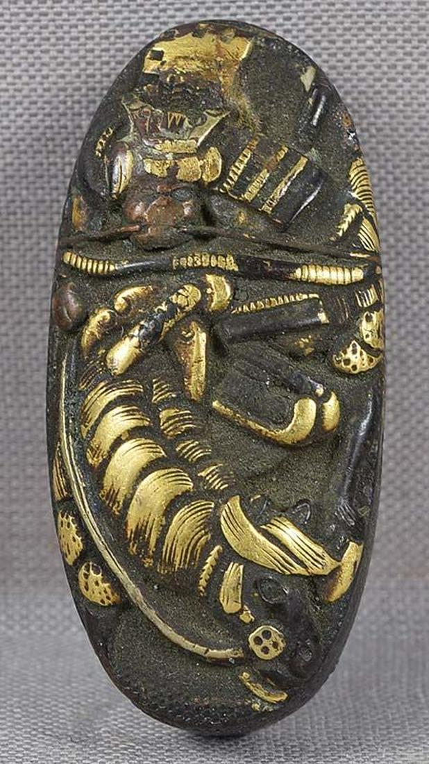 19c Japanese sword fitting KASHIRA GENTOKU on horse (1 of 5)