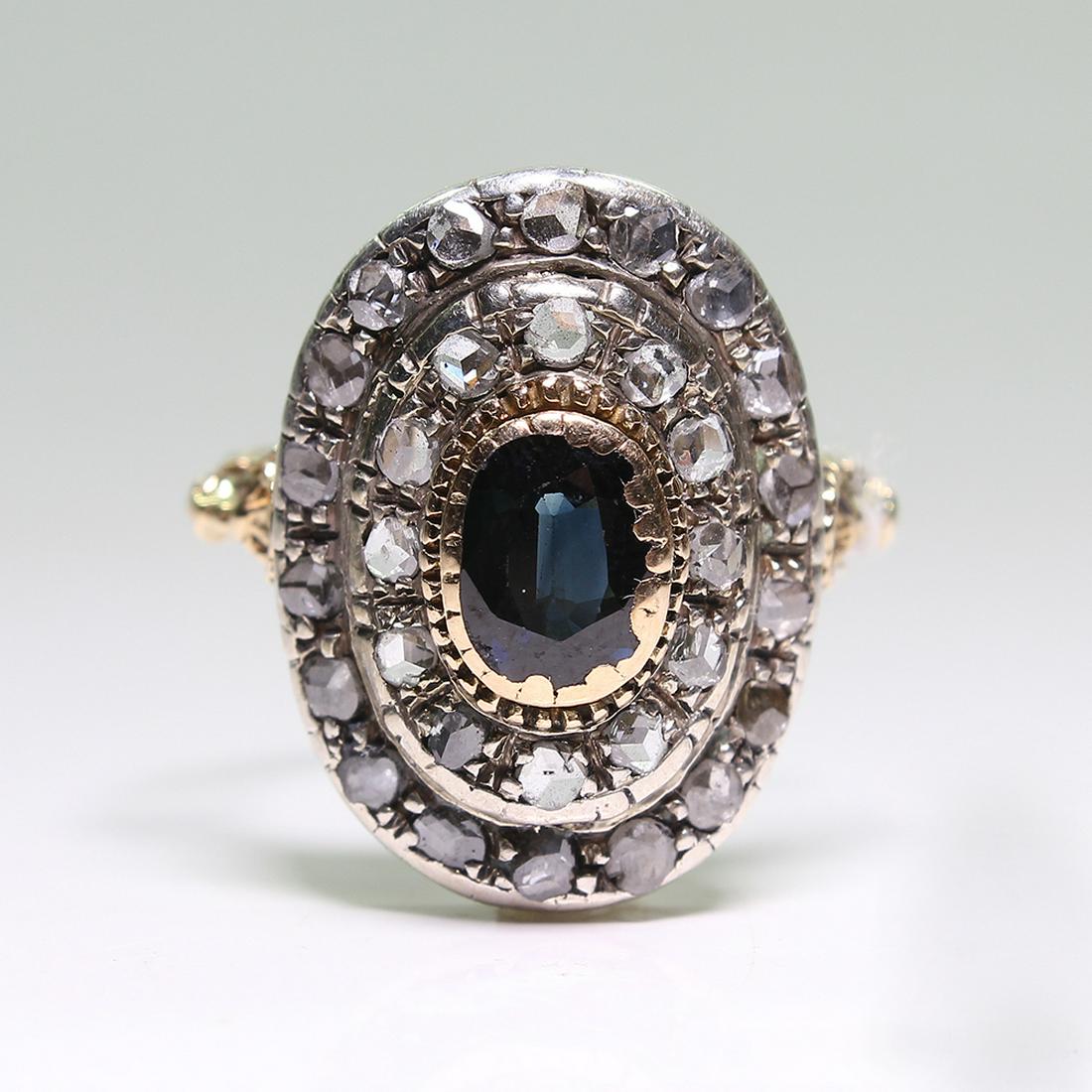 Antique Victorian 18K Gold Sapphire & Diamond Ring (1 of 8)