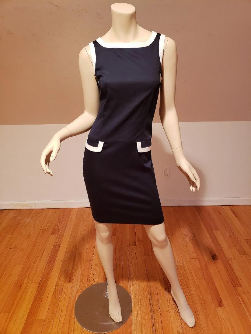 Vtg Mondi Italy navy dress white trims and pockets (1 of 5)