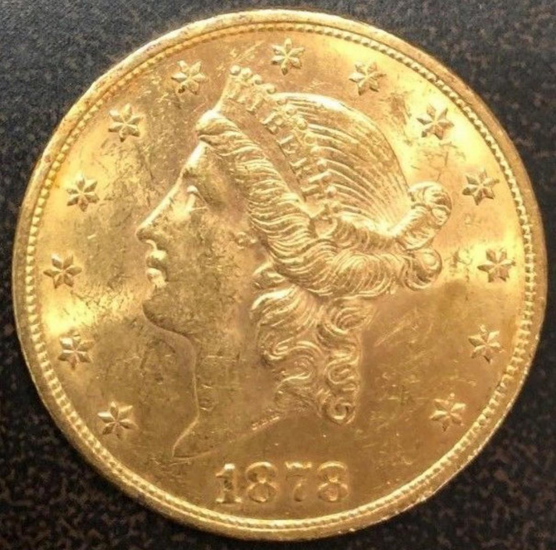 1878 US Liberty Head $20 Double Eagle Gold Dollar BU++ (1 of 2)