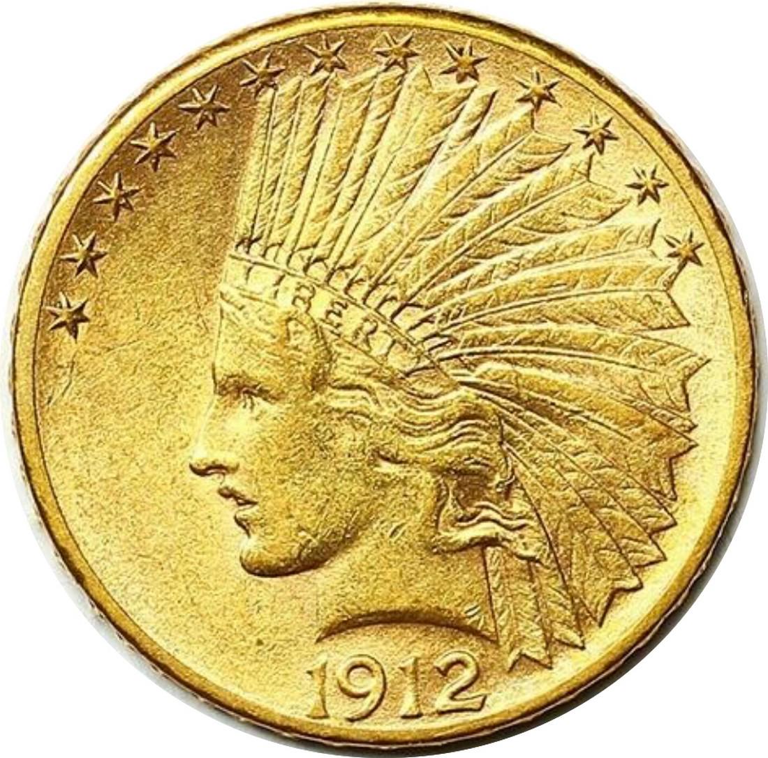 1912-S Gold Eagle, $10 Gold Indian BU++ Better Date! (1 of 4)