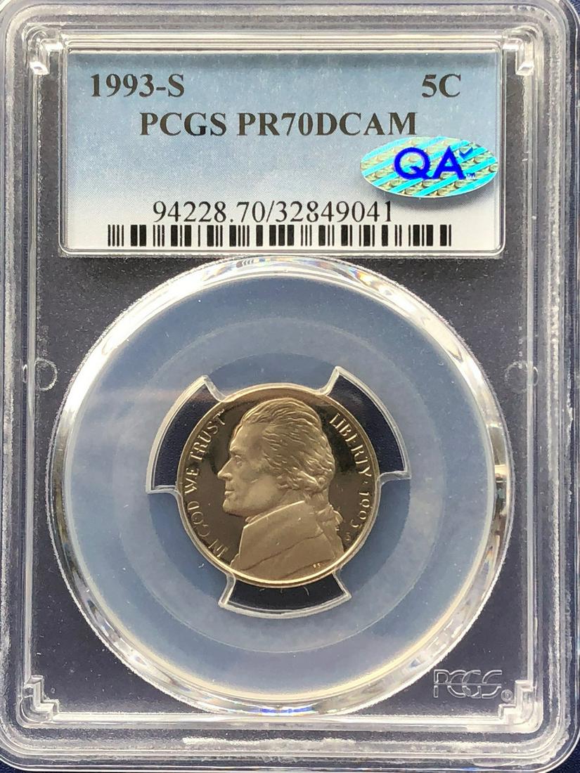 1993 S 5C Jefferson Nickel Proof PCGS PR70DCAM