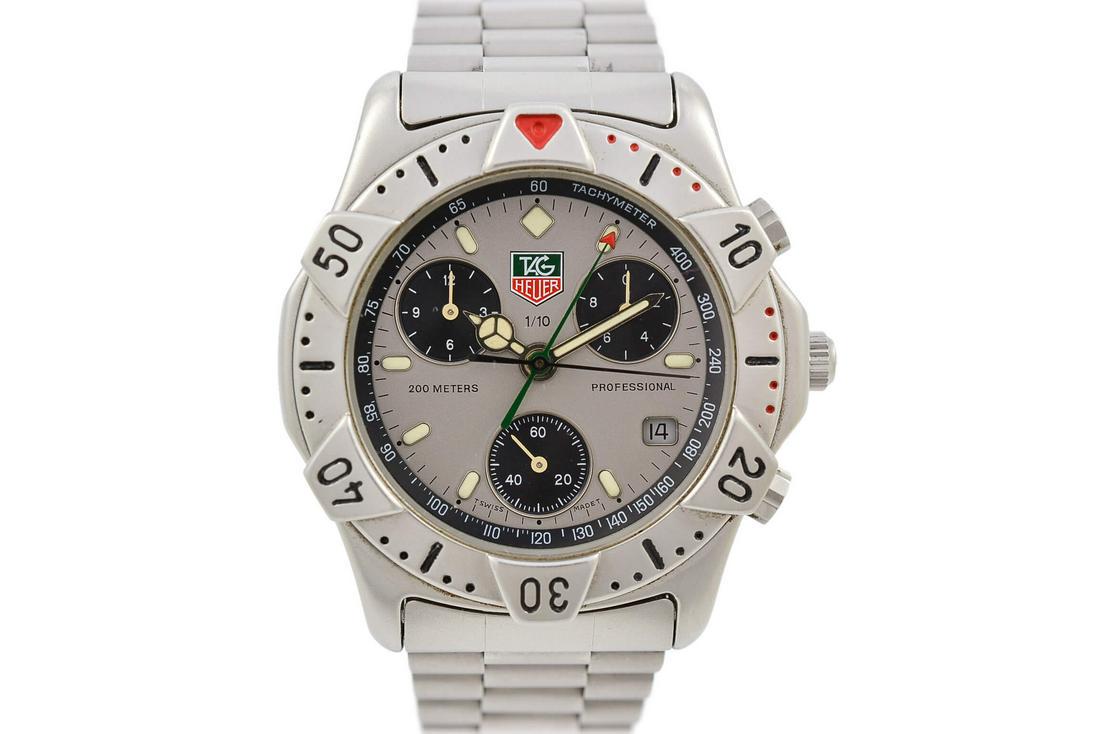Tag Heuer 2000 Professional Chronograph 540.206R Men's: Title: Tag Heuer 2000 Professional Chronograph 540.206R Men's Watch Brand: Tag Heuer Date: 1990s Model: 2000 Series Movement: Tag Heuer ETA Quartz Functions: Time and Date and Chrono Case Metal: Stain