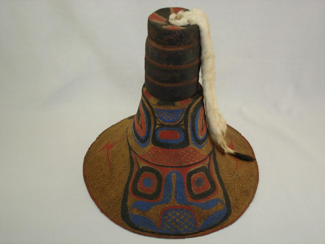 Northwest Coast Indian Painted Hat With 4 Potlatch (1 of 3)