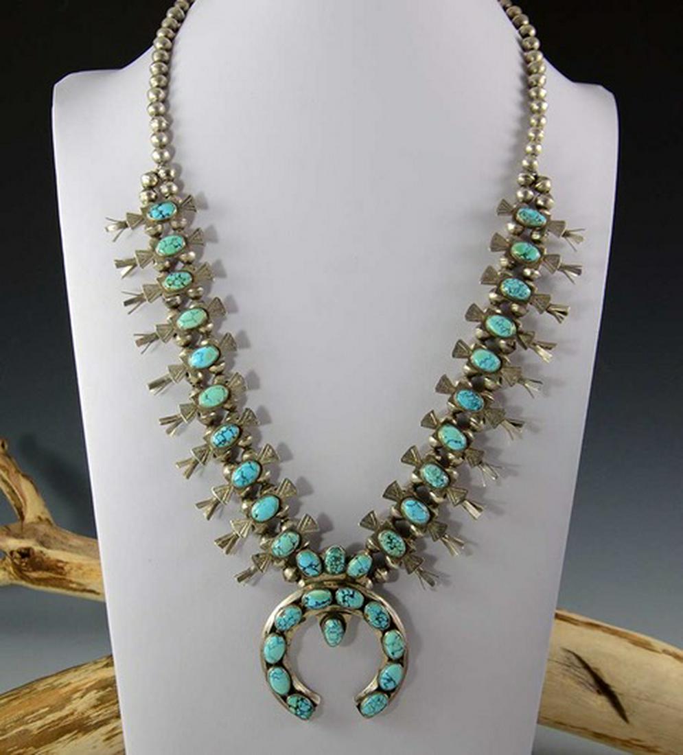 Vintage Squash Blossom Necklace Navajo 8 Turquoise Aug 18, 2019