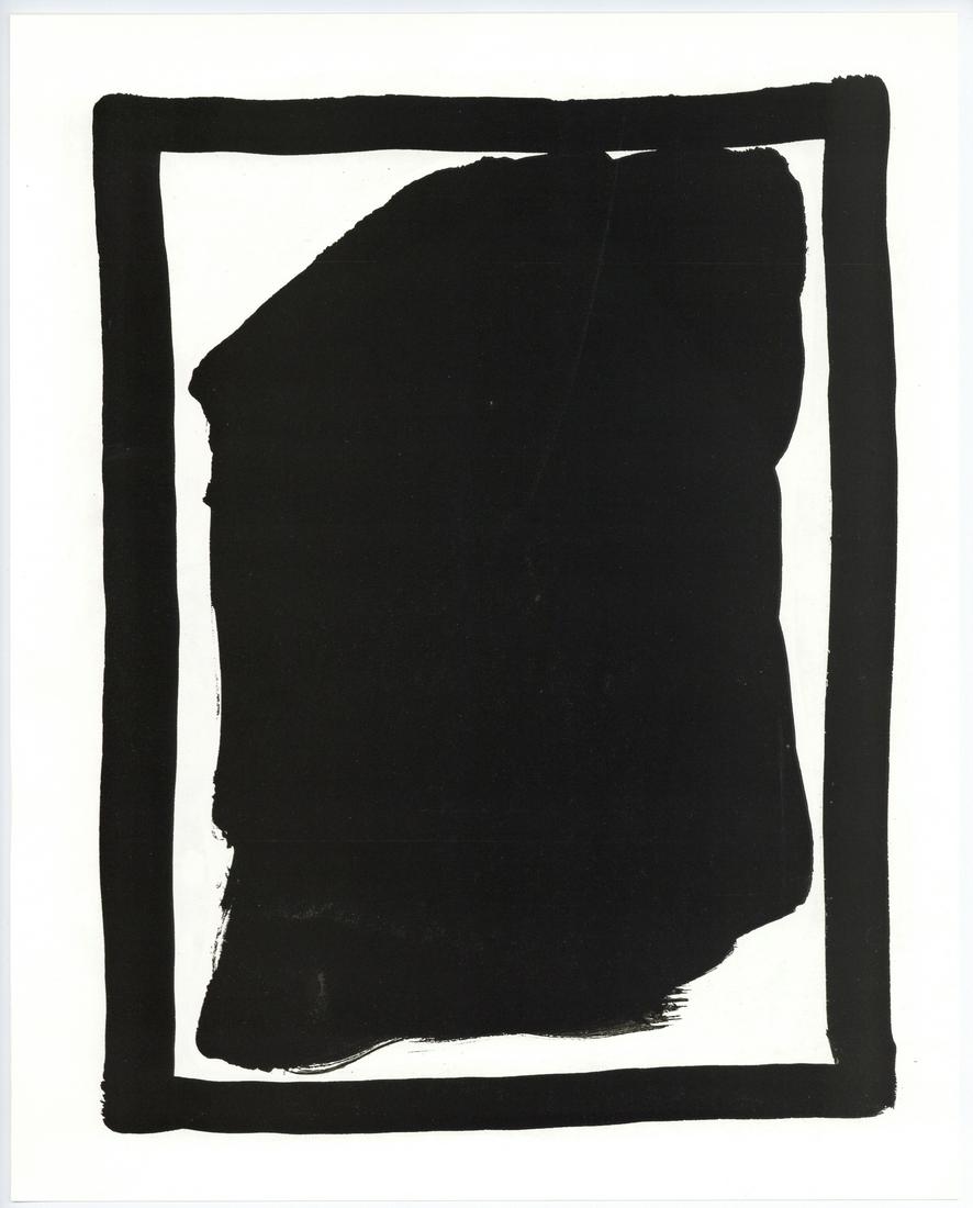 Sol LeWitt lithograph "Black Gouache" edition of 1000: Medium: lithograph (after the gouache), from the Sol LeWitt "Black Gouaches" project. Printed in 1992 by l'Imprimerie Karcher and published by Nouvelles Editions Seguier, in an edition of 1000. The to