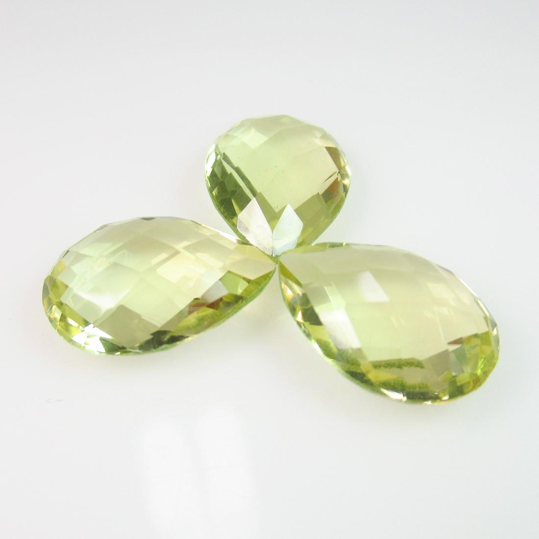 12.95 Ct Natural 3 Lemon Quartz Pear Metching Set (1 of 2)