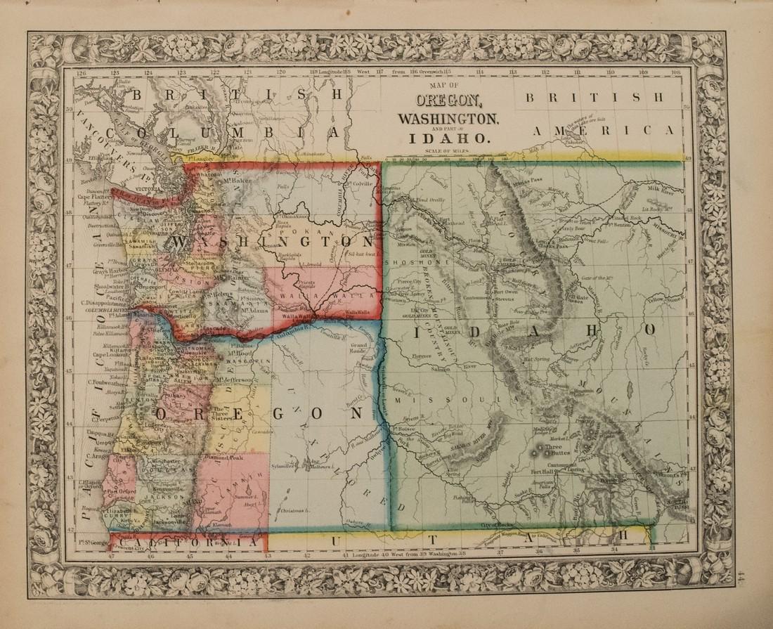 1863 Mitchell Map of Pacific Northwest -- Map of (1 of 1)