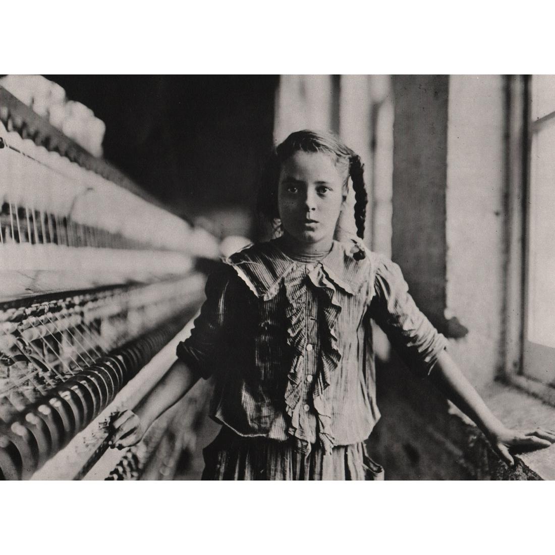 LEWIS W. HINE - Ten Year Old Spinner in a Cotton Mill,: Artist: LEWIS W. HINE Print Title: Ten Year Old Spinner in a Cotton Mill, North Carolina 1908 Limited Edition Folio 342/1000 Medium: Sheet-fed Gravure Printing Date: 1970's Printed in Italy Image Size