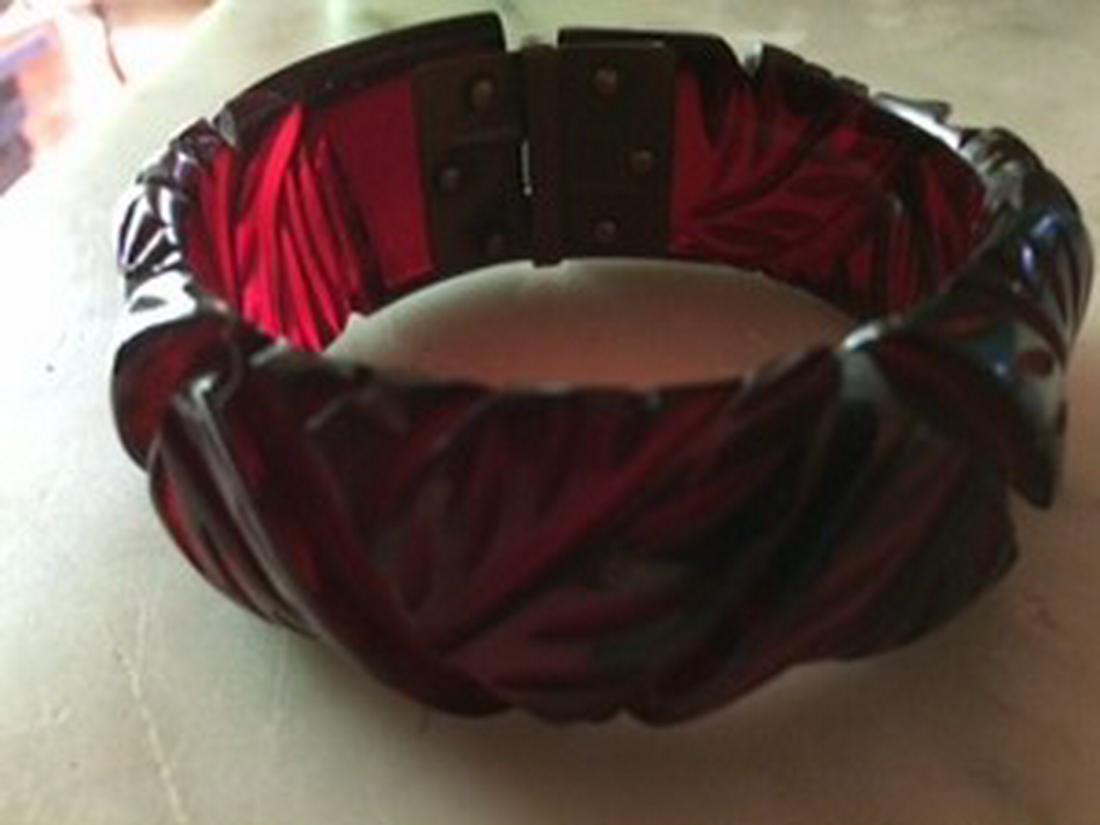 Carved Cherry Bakelite Bracelet (1 of 4)