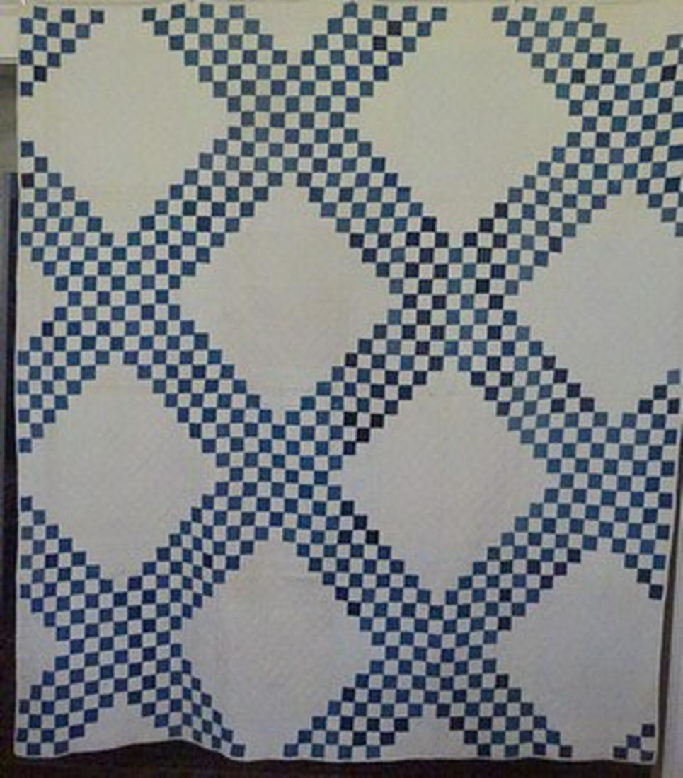 Indigo and White Irish Chain Quilt (1 of 5)