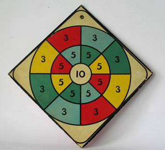 Colorful Game Board: Title: Colorful Game Board Date/Period: 1950's Dimension: 11” square Provenance:Nice vintage gameboard with great colors & graphics. Shipping: Domestic: Flat-rate of $15.00 to anywhere within the co